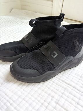 Polo Ralph Lauren Channing Sock Sneakers Black Women’s 8 Men’s 6 Knit High Top